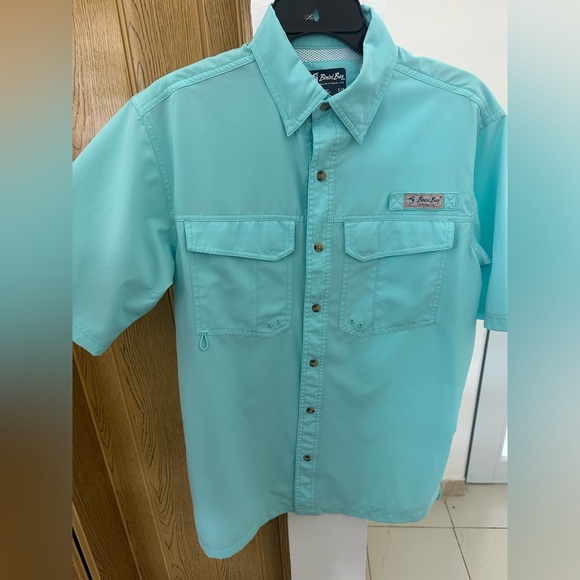 Bimini Bay Other - Bimini Bay Men’s Aqua Fishing Shirt Short Sleeve Button Down Snap Pockets Size S